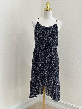 All Saints Black Floral High-Low Slip Dress
